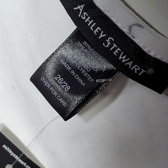 NEW 26 28 ASHLEY STEWART EMBELLISHED WHITE SHEER SLEEVE STRETCH TOP 2X 3X NWT - Picture 2 of 5